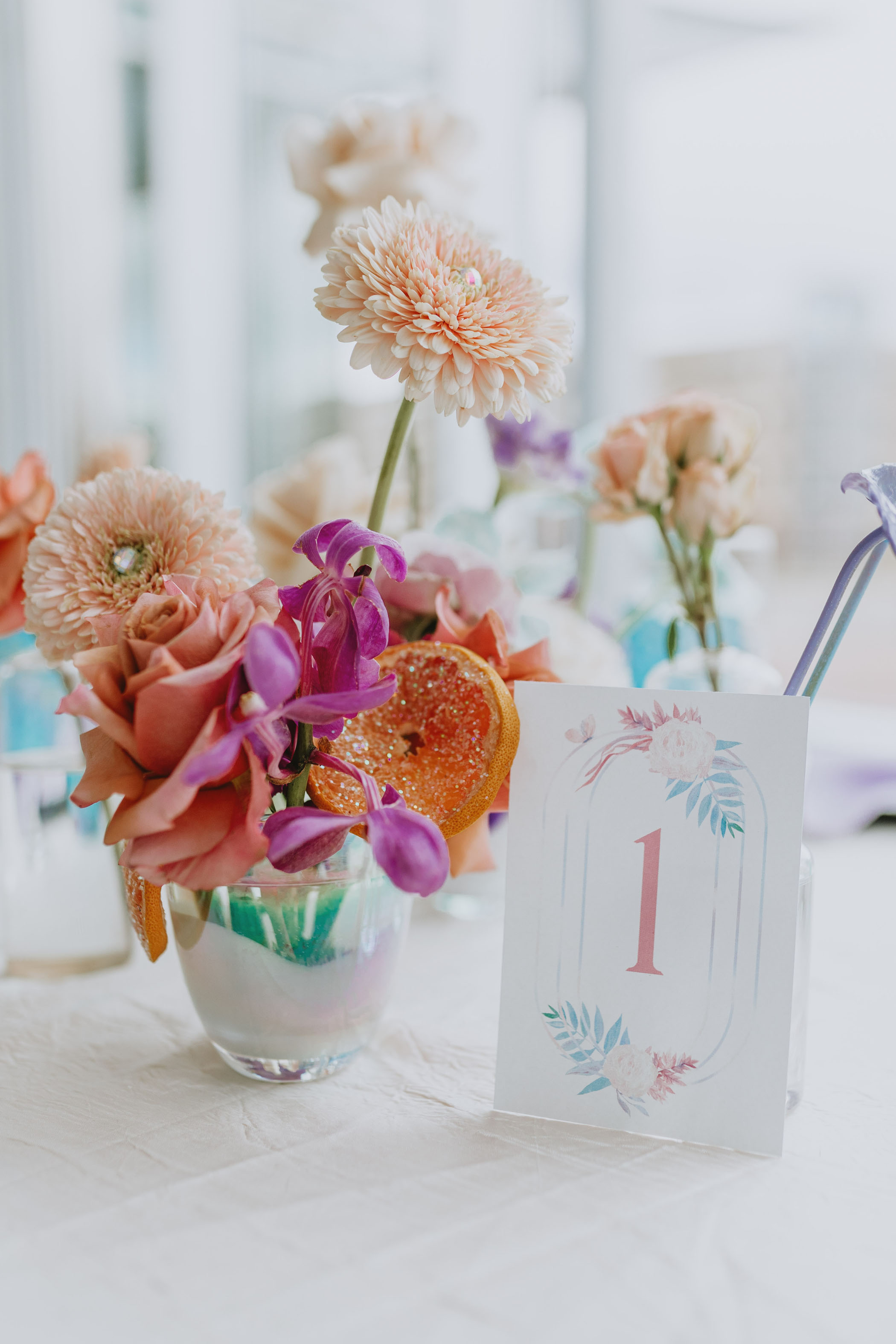 Dreamy Iridescent Colorful Wedding in Denver, Colorado Table Setting