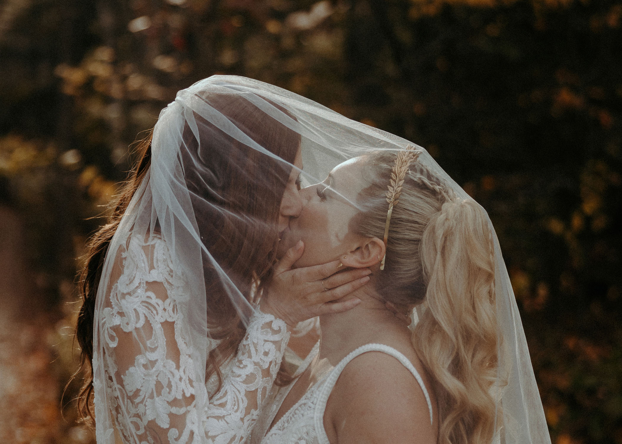 Smoky Mountains Glamping Wedding Veil Kiss