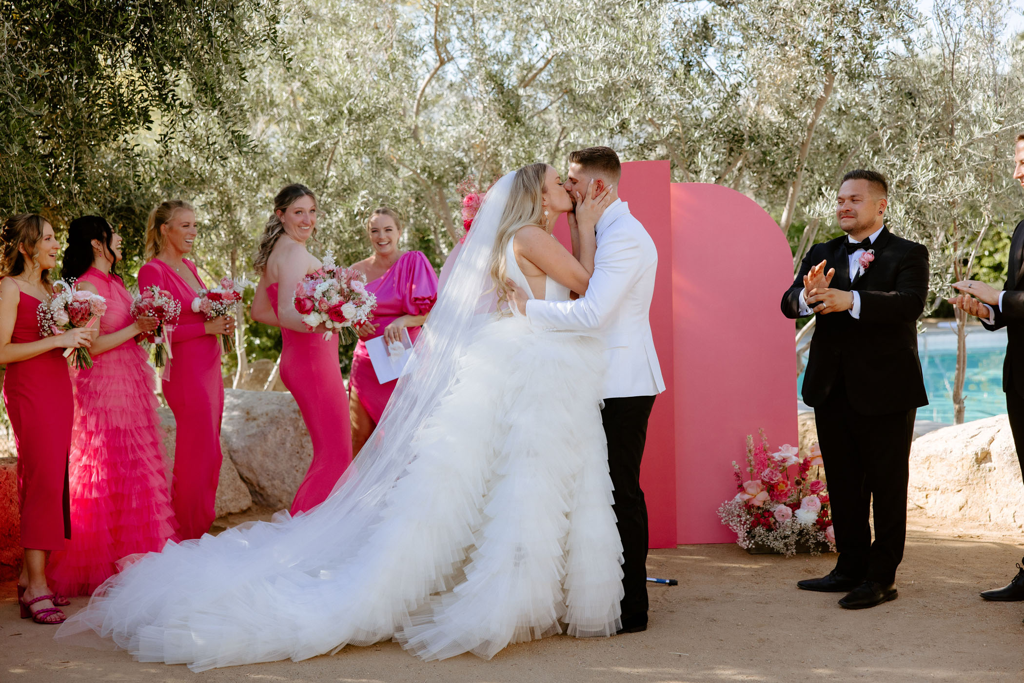 Barbie Hot Pink Wedding at the Ace Hotel Palm Springs Pink Ceremony