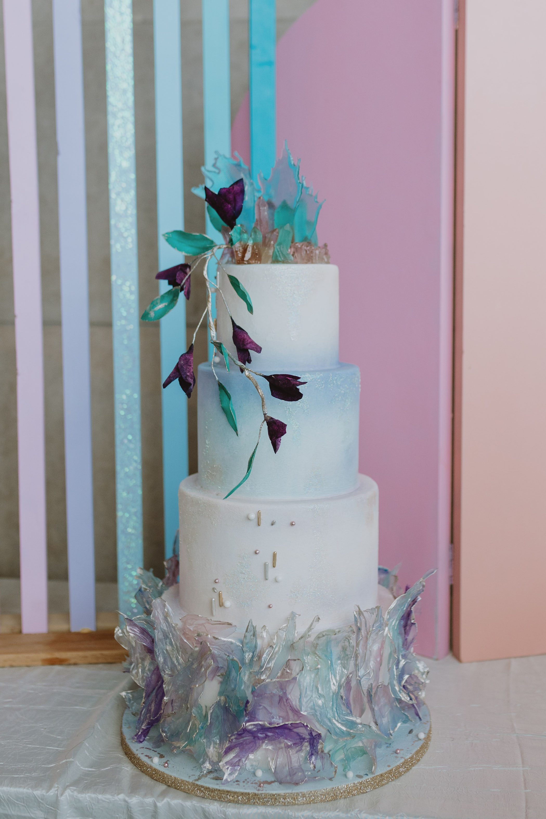 Dreamy Iridescent Colorful Wedding in Denver, Colorado Cake