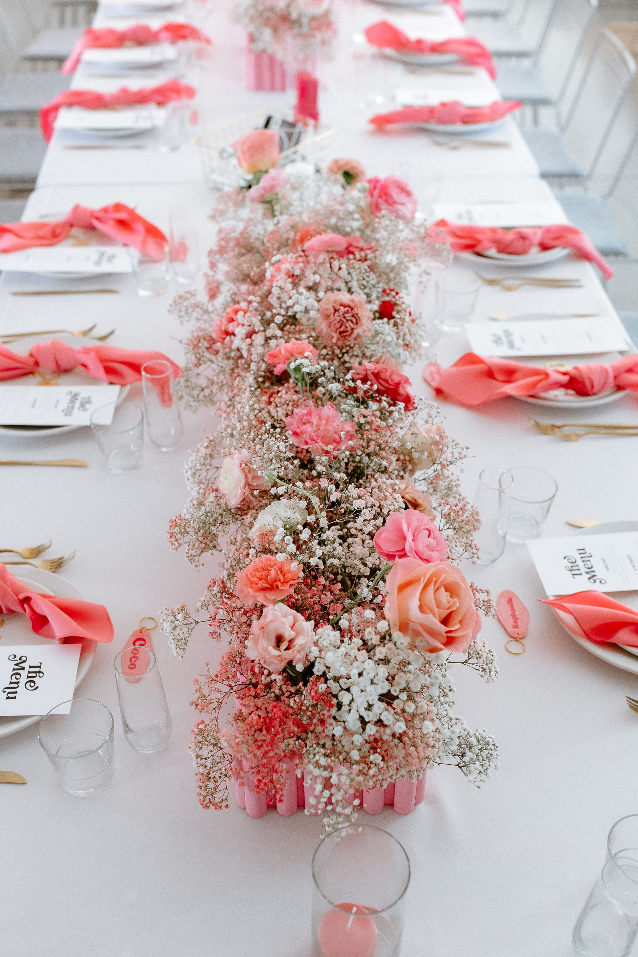 Barbie Hot Pink Wedding at the Ace Hotel Palm Springs Table Setting