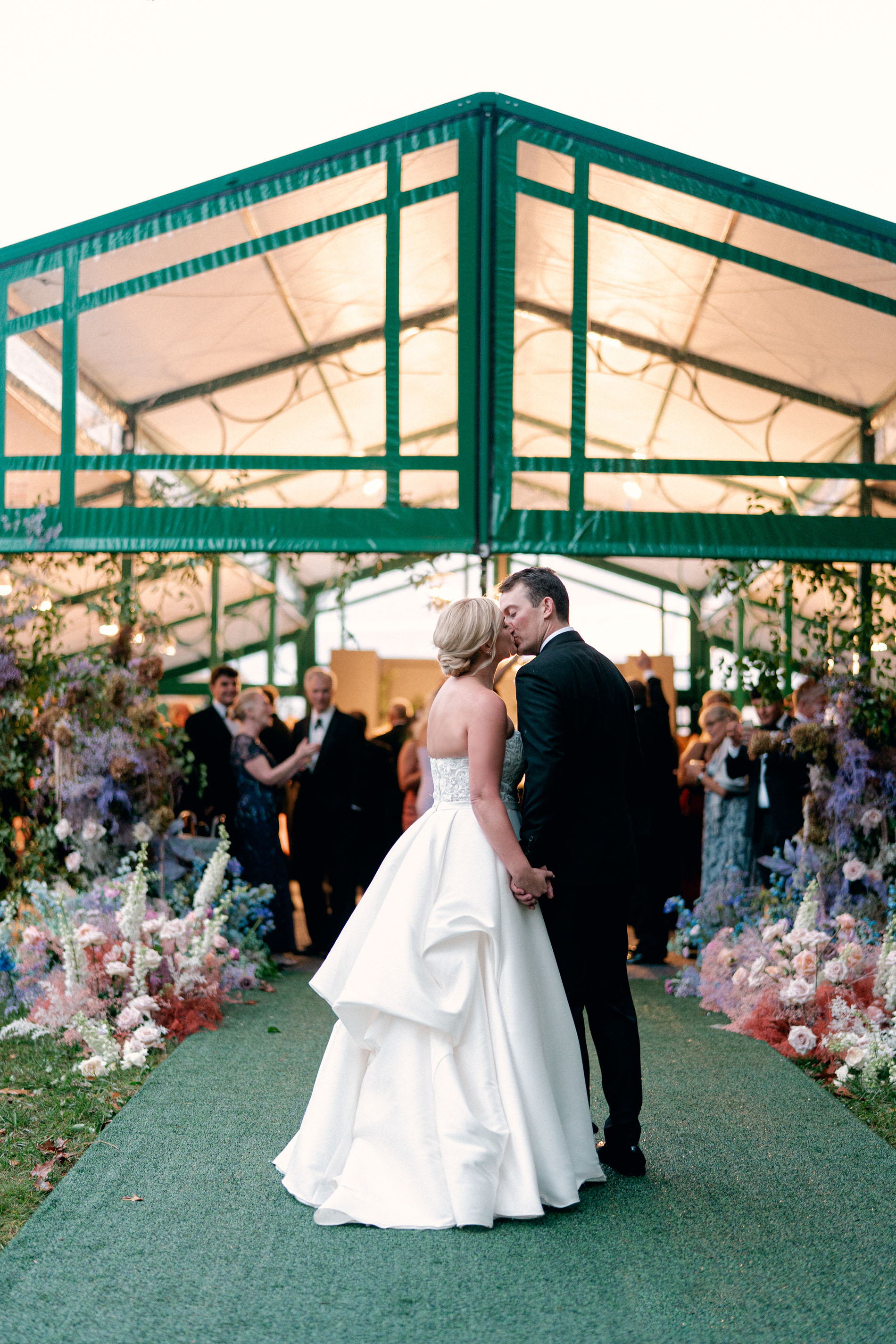 Colorful modern art backyard wedding 