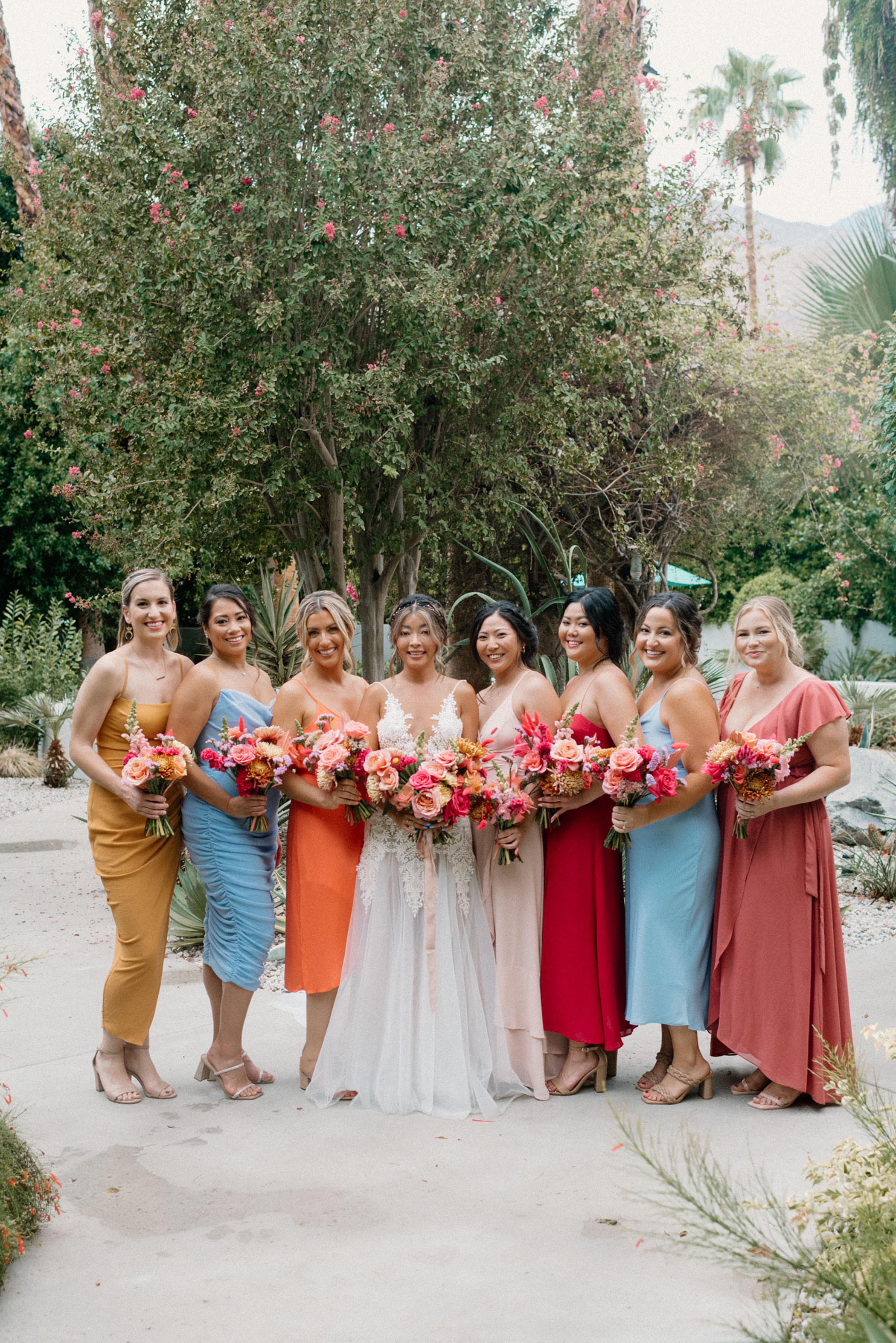 Colorful and Vibrant Palm Springs Wedding Bridesmaids