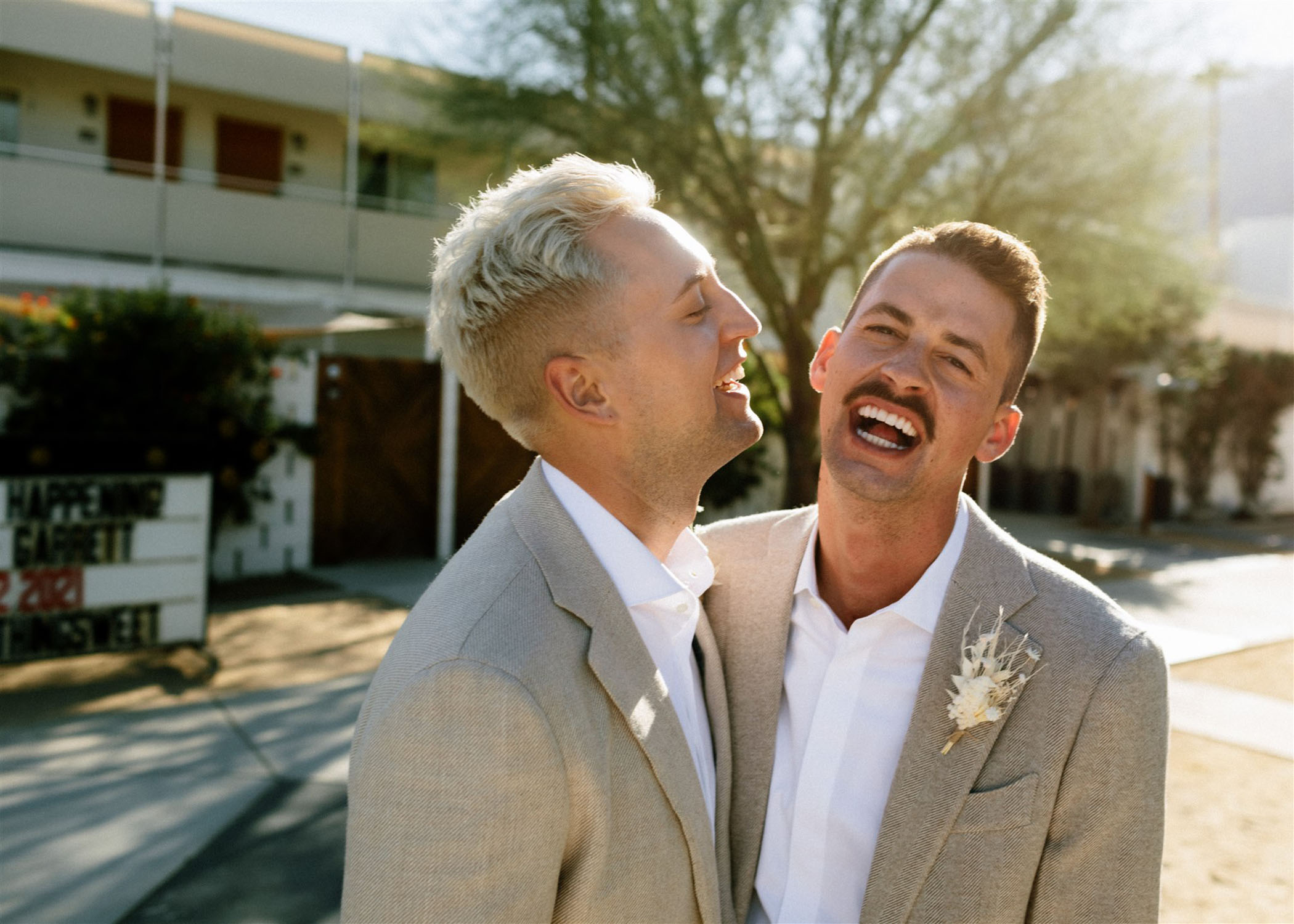 LGBTQ Modern Neutrals Boho Palm Springs Wedding