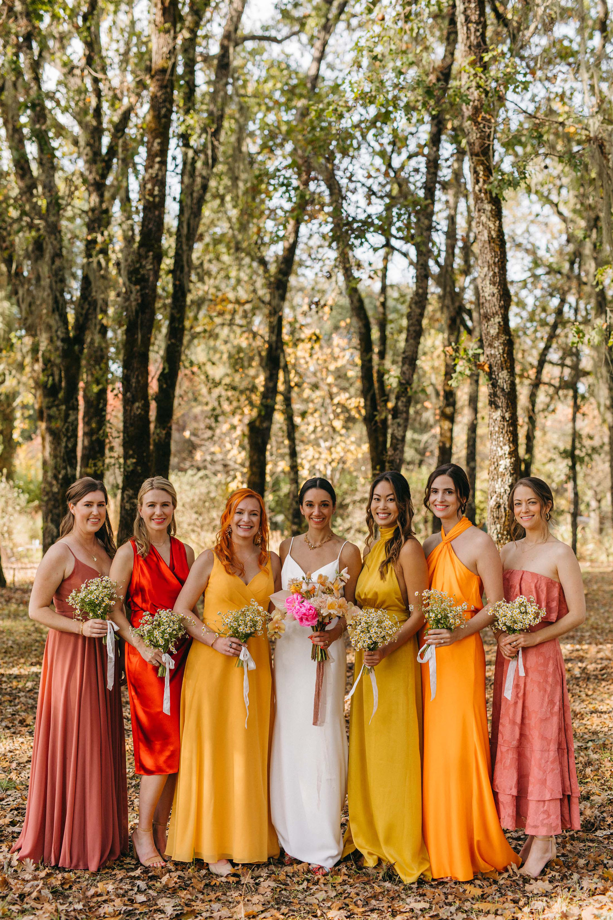 Colorful and Fun Winery Wedding Bridesmaids