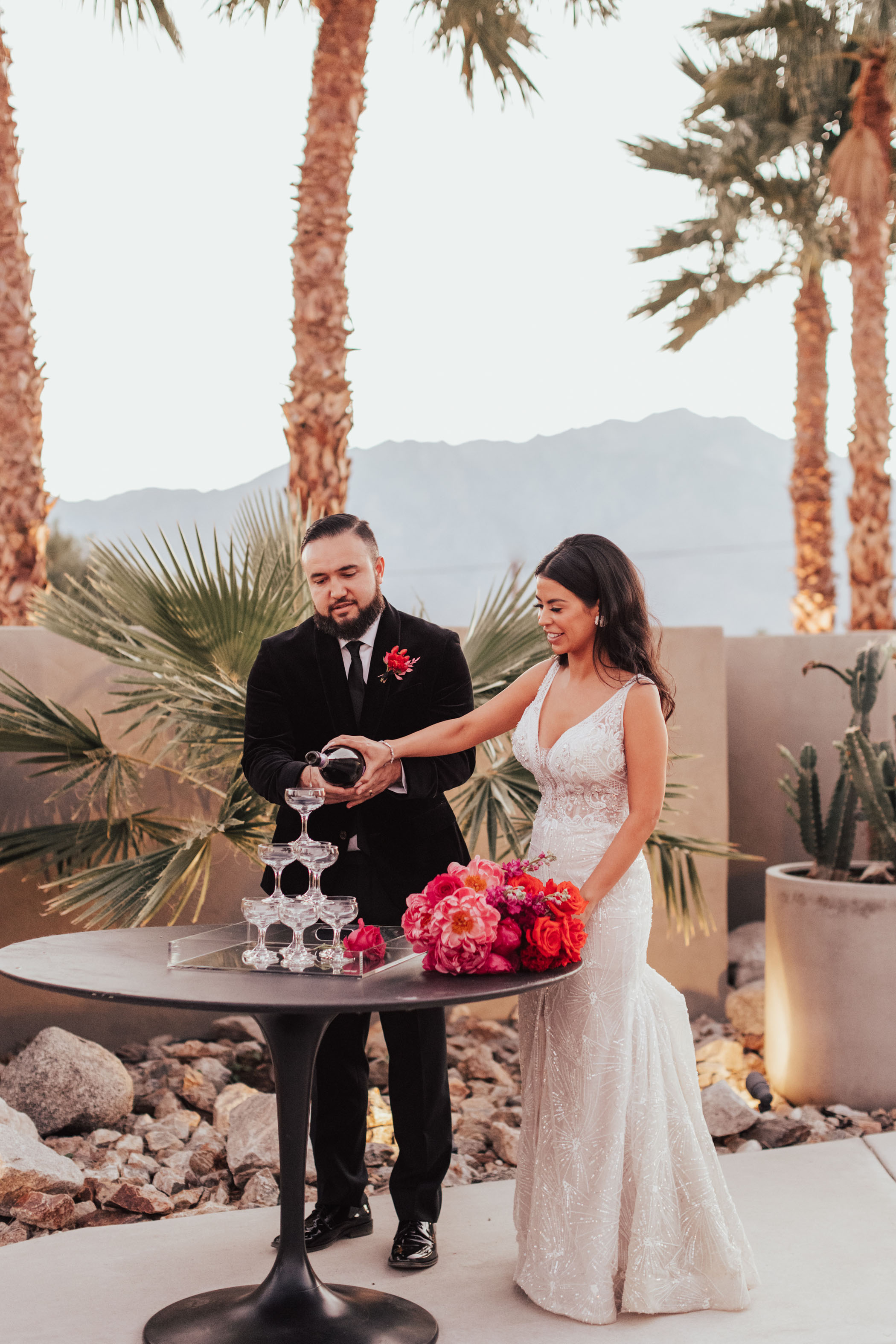 Glam Pink and Red Palm Springs Wedding 