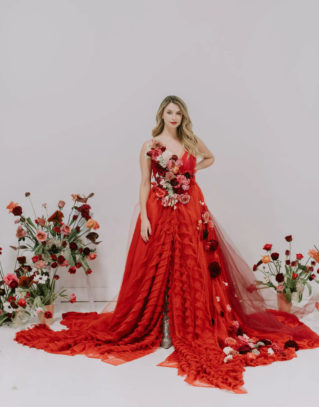 31 Beautiful Red Wedding Dresses We’re Obsessed With