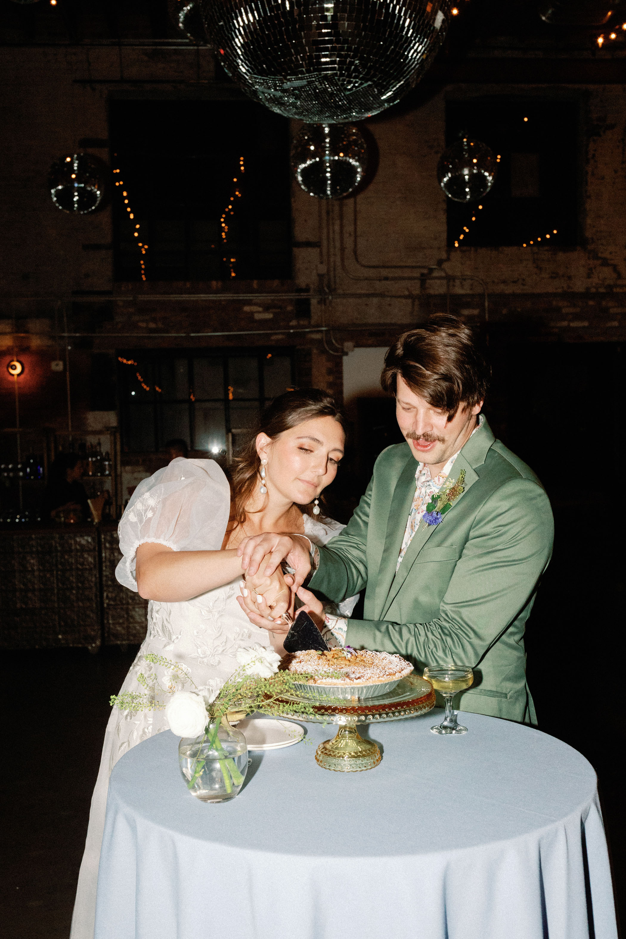 Colorful Brooklyn Wedding with Custom Stained Glass Window Installation and Vintage Touches