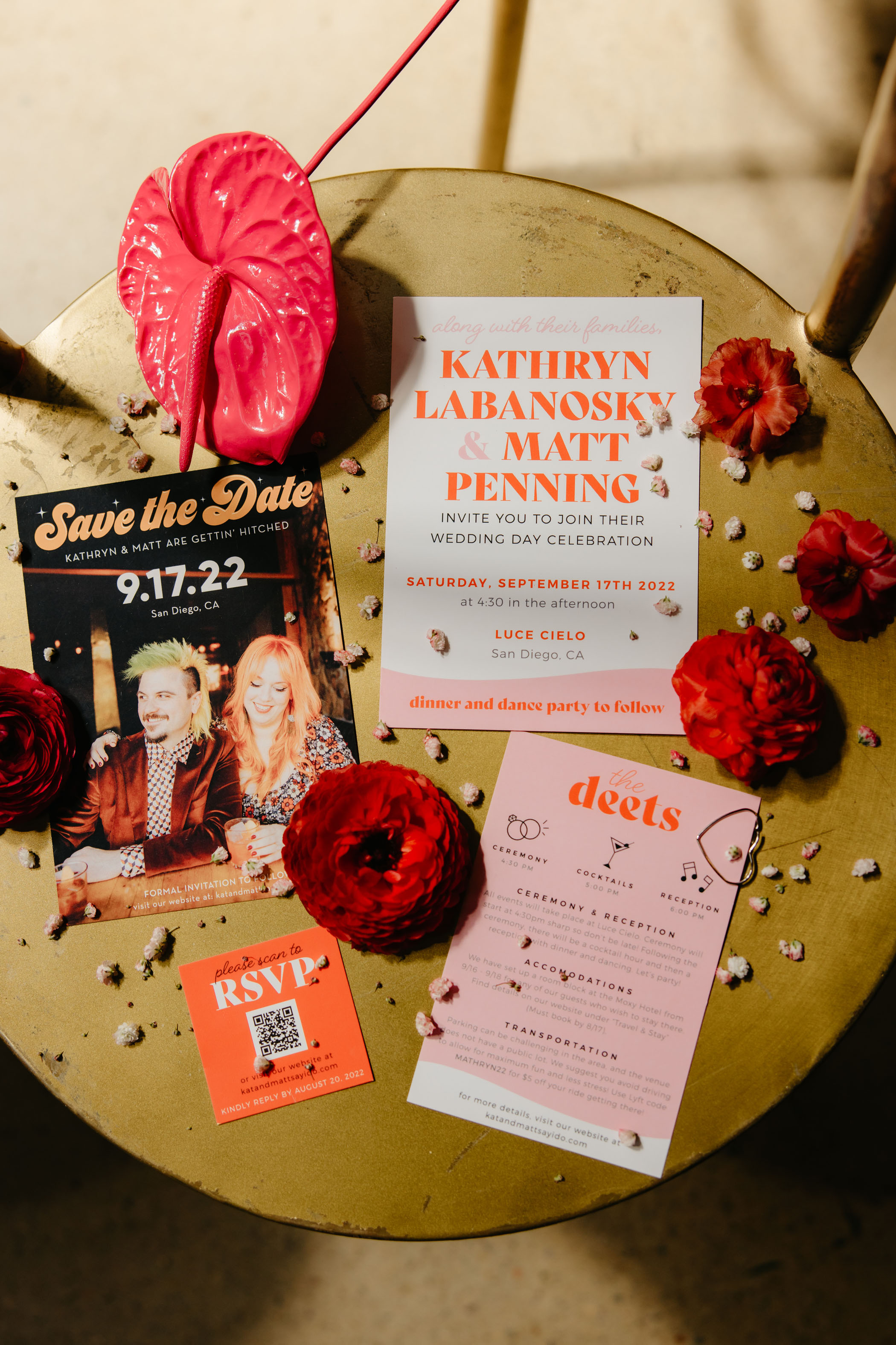 A Pink Retro meets Rock and Roll Wedding in San Diego