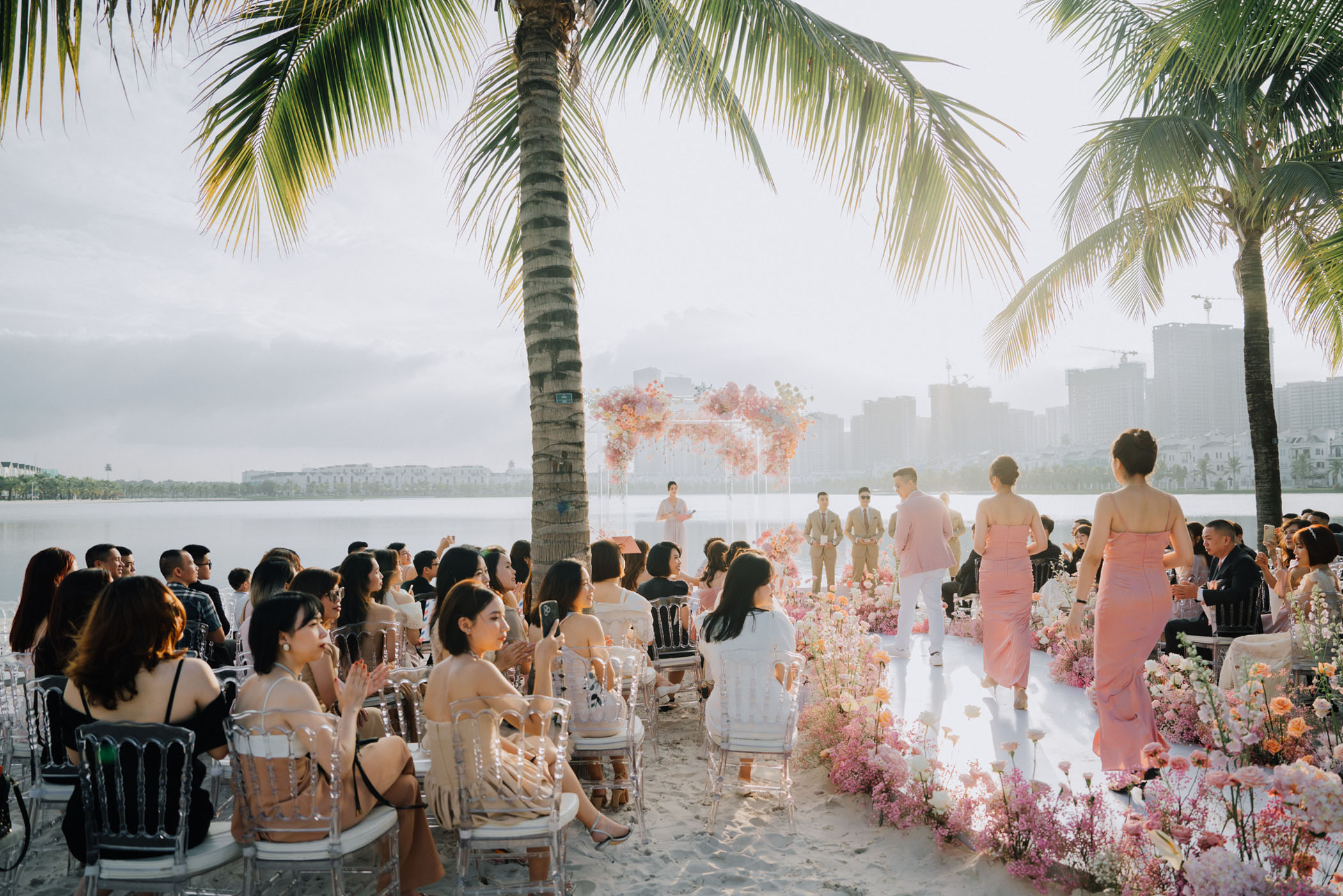 A pink blush beach wedding in Hà Nội