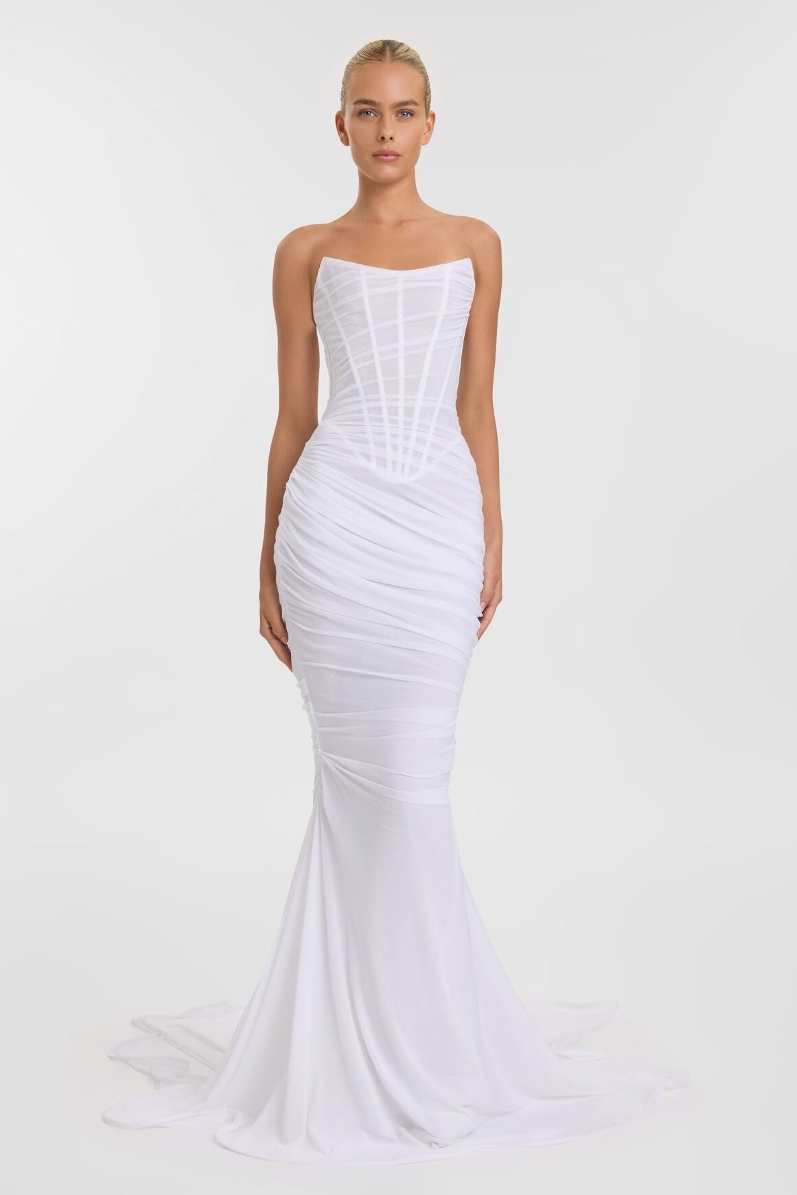 strapless corset style basque waist gown from the KYHA Studios 2025 New York Bridal Fashion Week collection