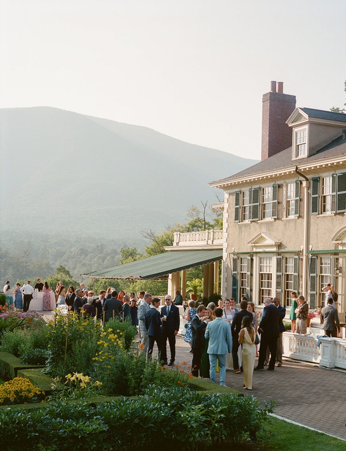 intimate small wedding with a low key outdoor backyard reception with mountain views