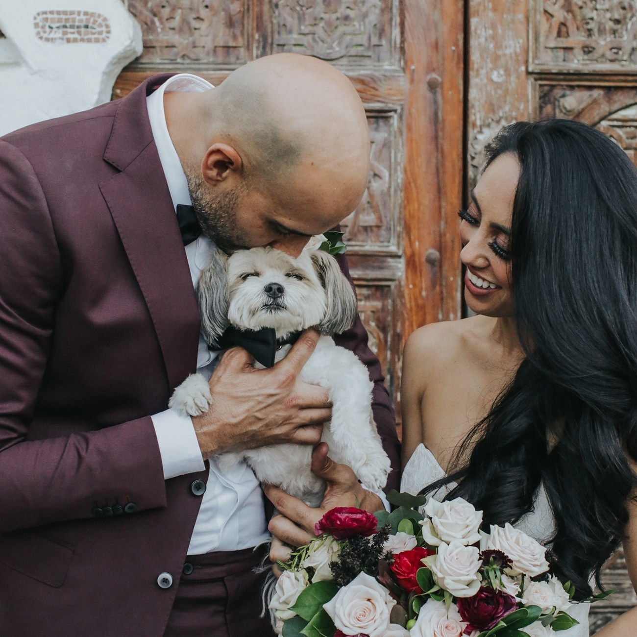 photos of couple who included their dog in their wedding ceremony