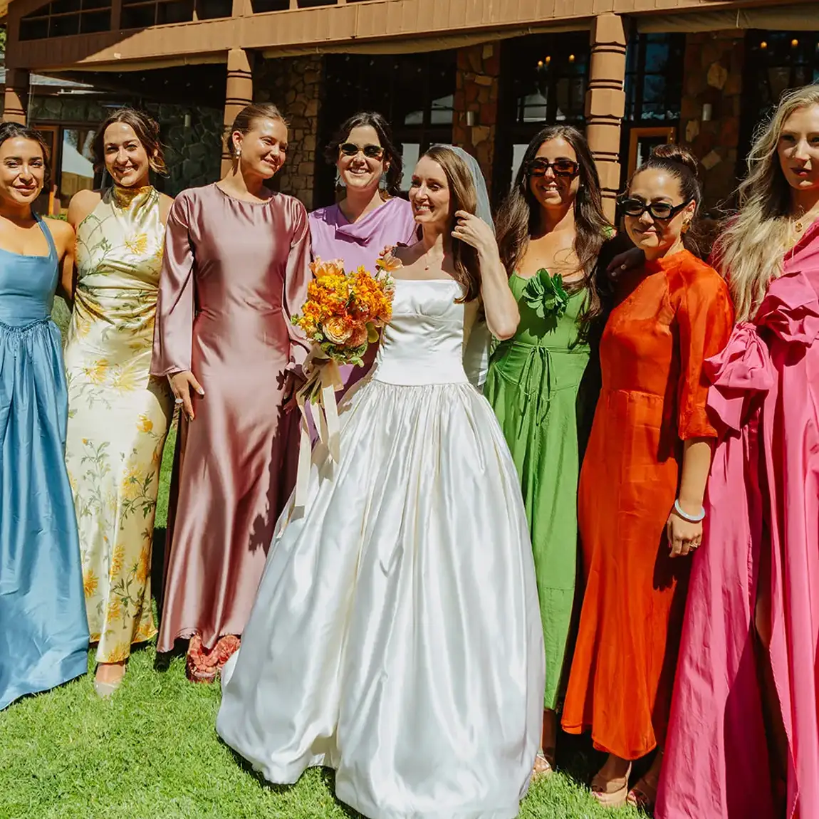 The Bride Wore a Vintage 90's Wedding Gown for This Fun + Colorful ...