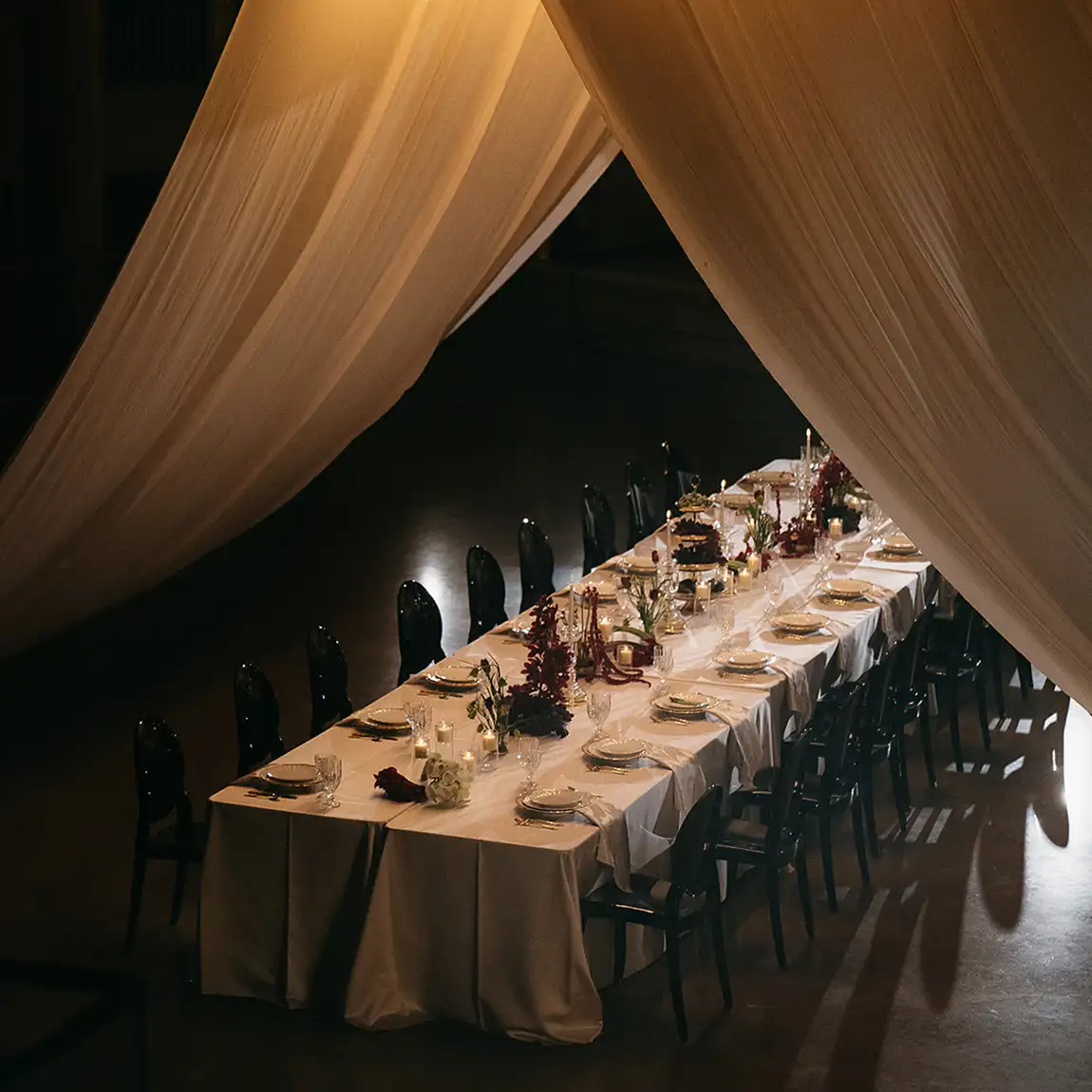 tented reception space