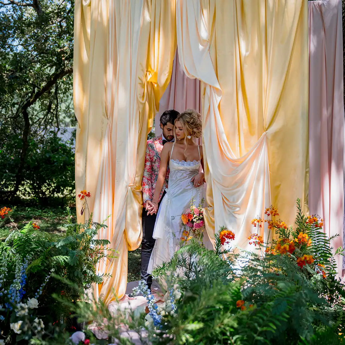 pastel drapery wedding ceremony